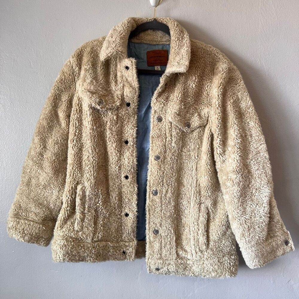 Lucky Brand Womens Jacket Medium small Teddy Tucker Coat Cream White Heavy
